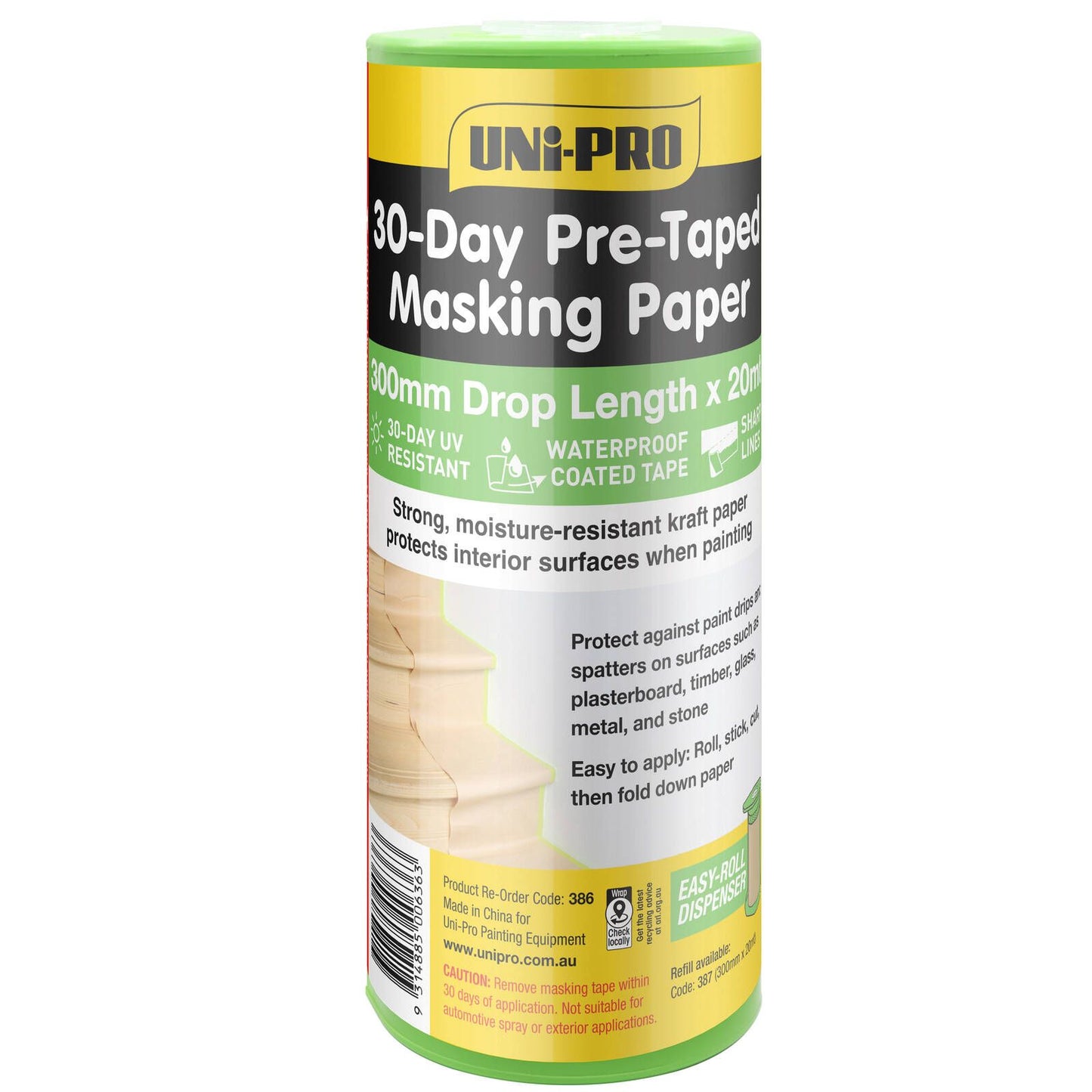 Uni Pro Pre Taped Masking Paper Dispenser - 300mm x 20m