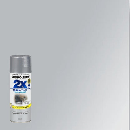 Rust Oleum 2X Ultra Cover Spray Paint - 312g - Metallic Aluminium