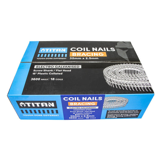 Titan Collated Coil Nail Screw - 32 x 2.5mm - 3600 Pack