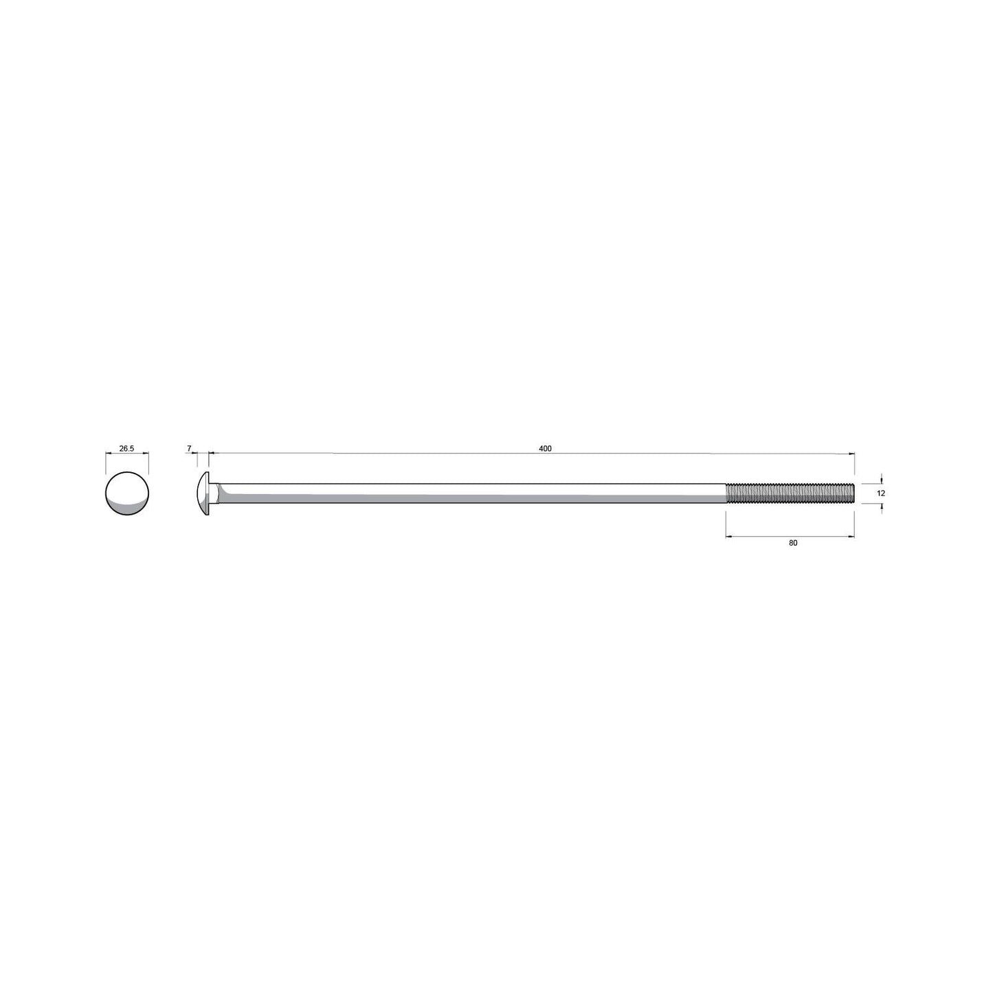 Zenith Hot Dip Galvanised Cup Head Bolts & Nuts - M12 x 400mm - 12 Pack