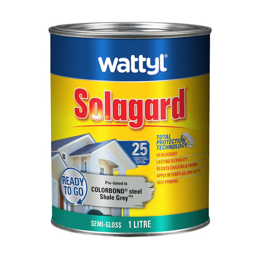 Wattyl Solagard Exterior Paint - 1L - Shale Grey - Semi Gloss