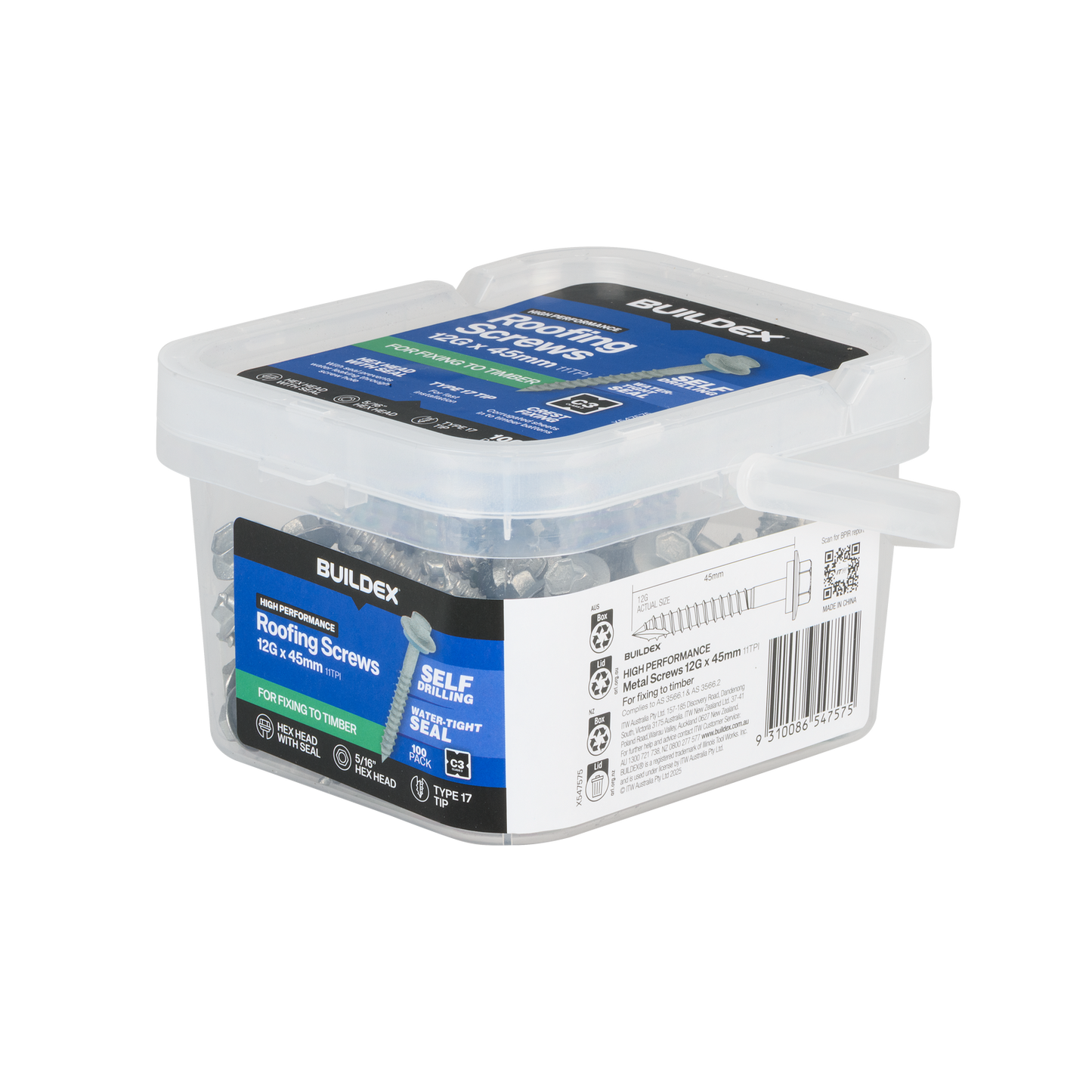 Buildex Cladding Screws - 12g x 45mm - 100 Pack