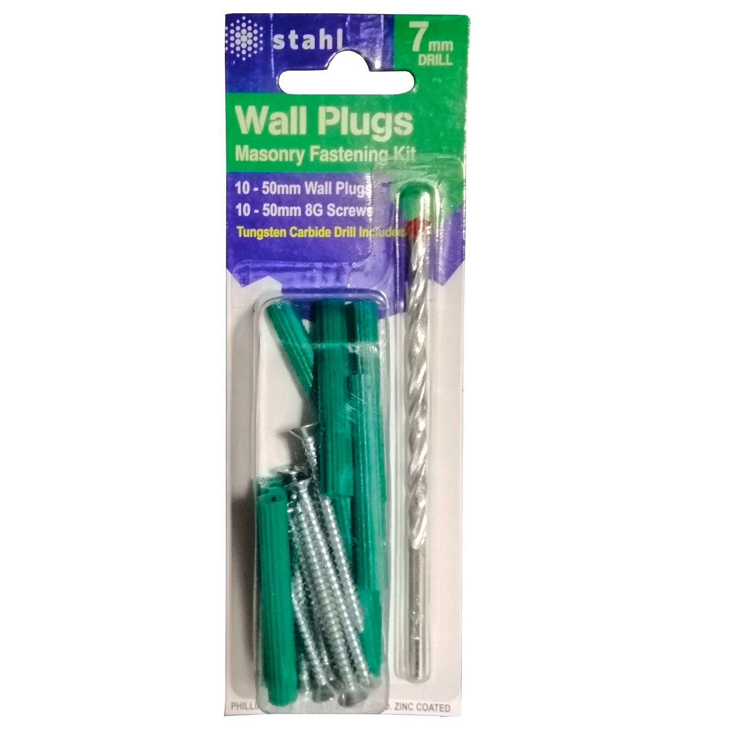 Stahl Wall Plugs Masonry Fastening Kit - 7mm Drill