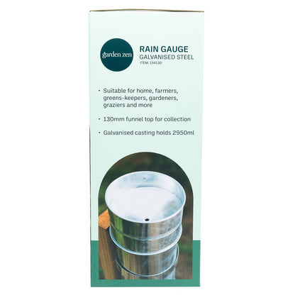 Garden Zen Rain Gauge - 130mm - Galvanised Steel - Professional Calibration