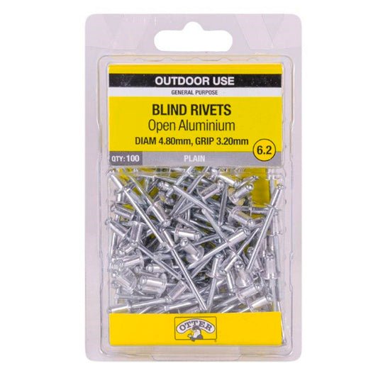 Otter Open Aluminium Blind Rivets - 8 x 3.2mm - 100 Pack