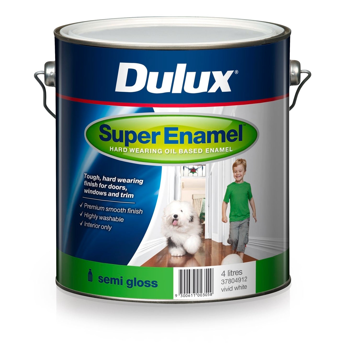 Dulux Super Enamel Paint - 4L - Semi Gloss Vivid White