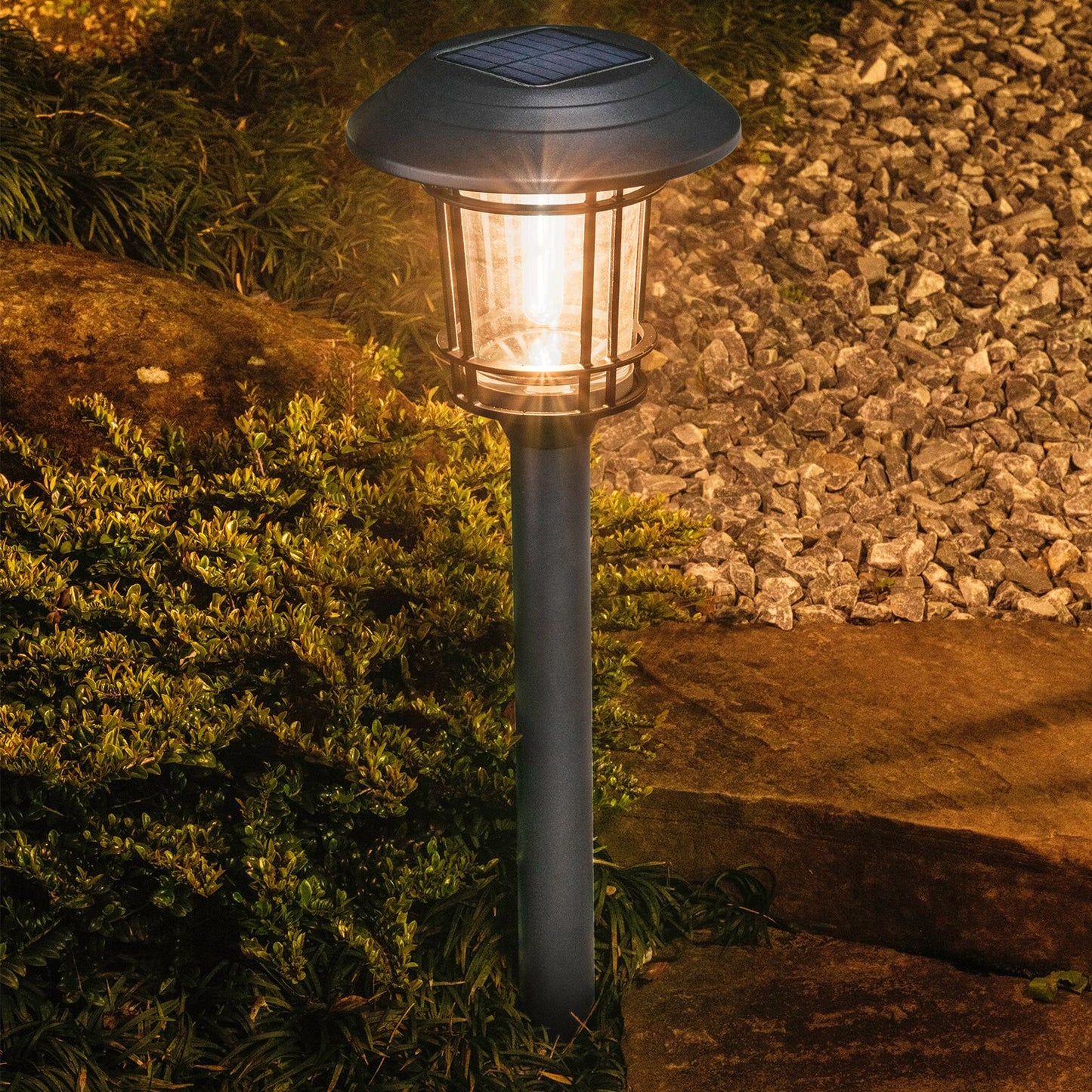 Luxzone Aluminium LED Solar Pathway Light - 60cm - 30 Lumens - Black