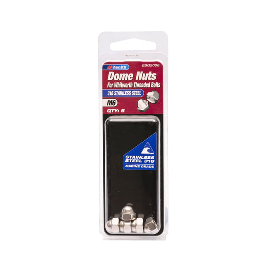 Zenith M6 Dome Nut - 316 Stainless Steel - 5 Pack
