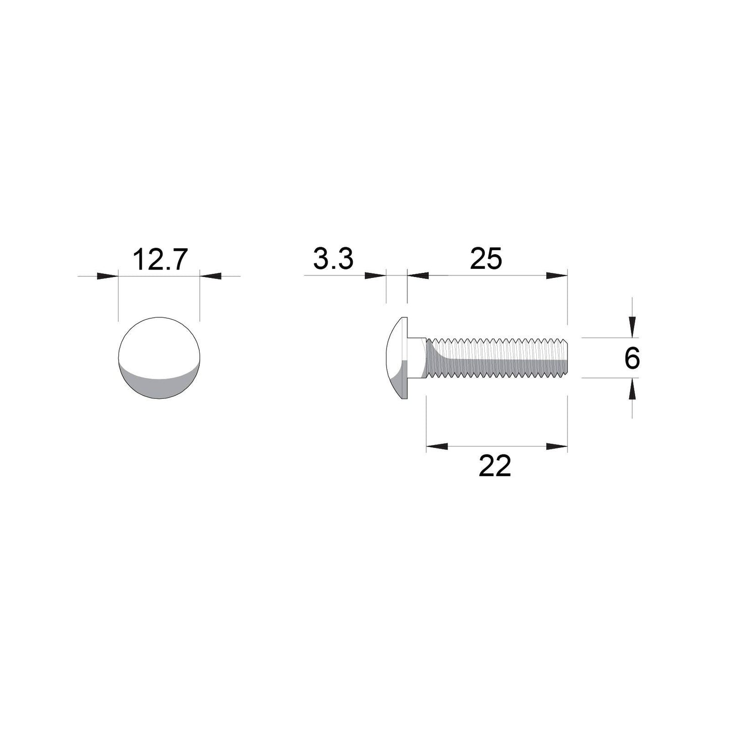Zenith M6 x 25mm - Hot Dip Galvanised Cup Head Bolts & Nuts - 25 Pack