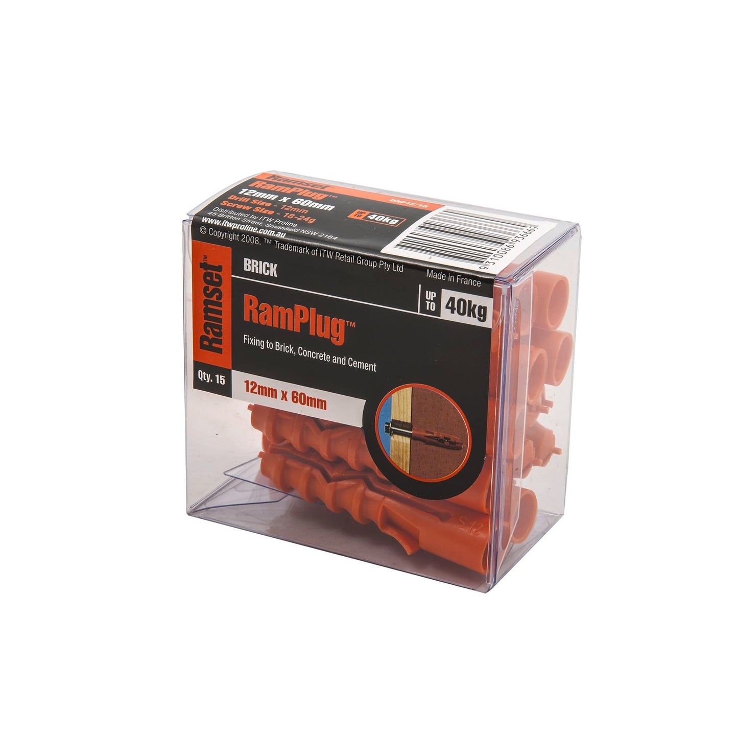 Ramset Nylon Anchor Ramplug - 12mm - 15 Pack