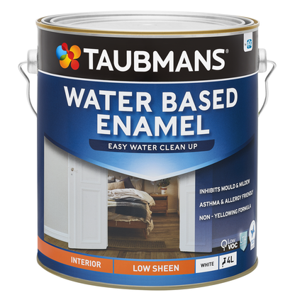 Taubmans White Low Sheen Water Based Enamel Paint - 4L