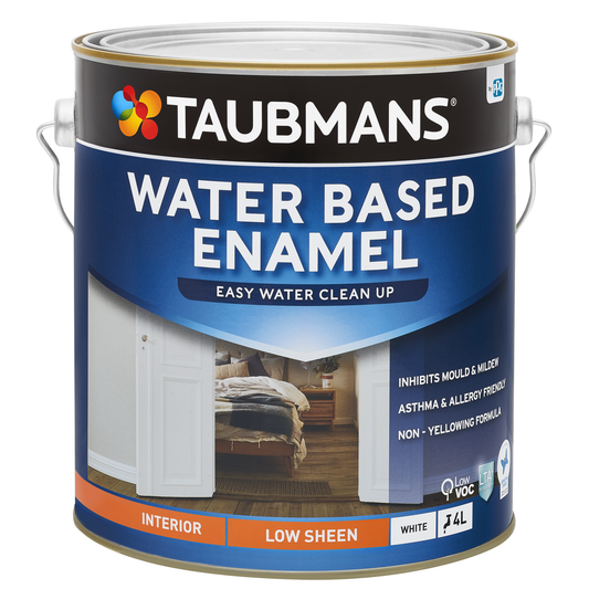 Taubmans White Low Sheen Water Based Enamel Paint - 4L