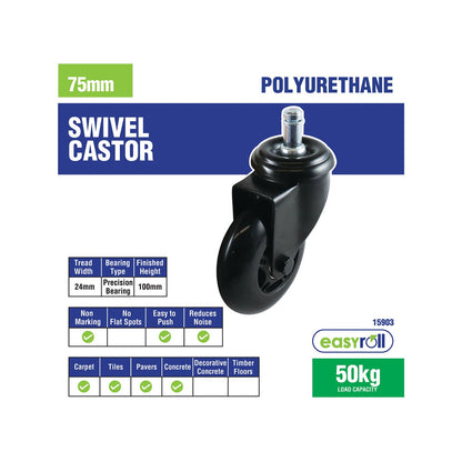 Easyroll Castor - 75mm - Polyurethane - Non-Marking