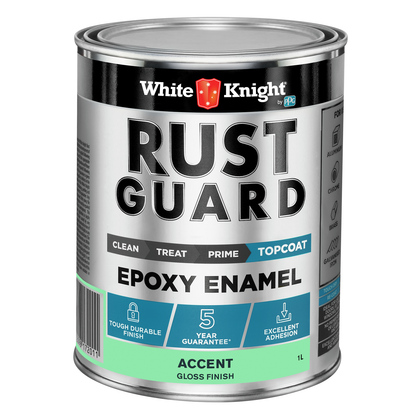 White Knight Rust Guard Accent Gloss Epoxy Enamel Paint - 1L