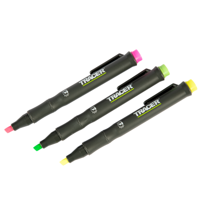 Tracer Construction Highlighters - Yellow, Green, Pink - 3 Pack