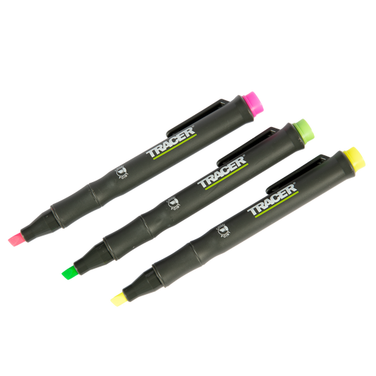 Tracer Construction Highlighters - Yellow, Green, Pink - 3 Pack