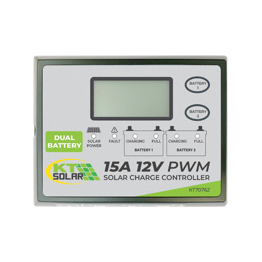 Kt Solar 15A 12V Solar Controller PWM - Dual Battery Charging