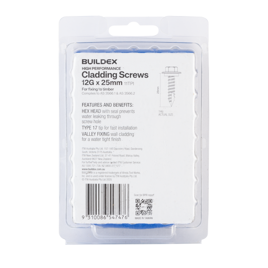 Buildex Cladding Screws - 12g x 25mm - 100 Pack