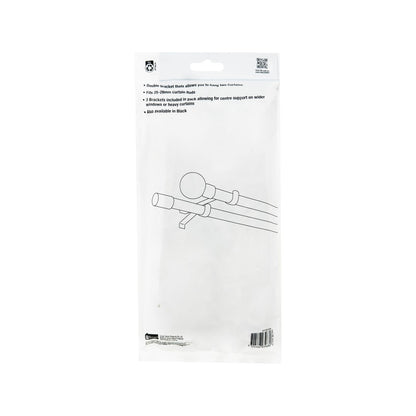 Windoware Double Curtain Rod Bracket - 25mm - Satin - 3 Pack