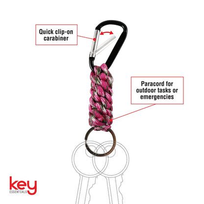 Key Essentials Key Ring Carabiner - 120mm - Steel - With Paracord