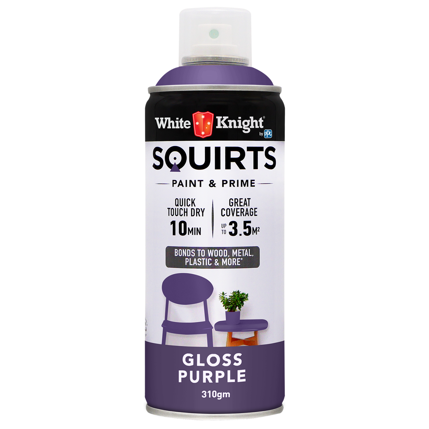 White Knight Squirts Purple Gloss Spray Paint - 310g