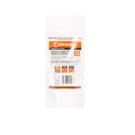 Crescent Natural Cable Ties - 100 x 2.5mm - 25 Pack