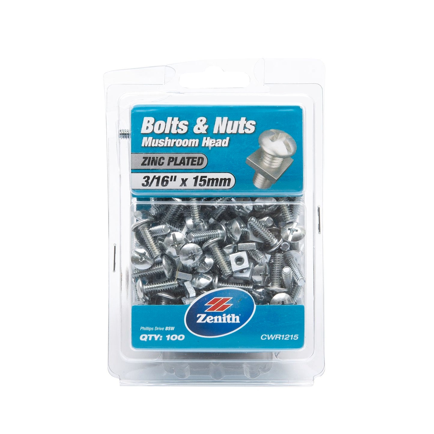 Zenith Mushroom Head Bolts - 16 x 15mm - 100 Pack