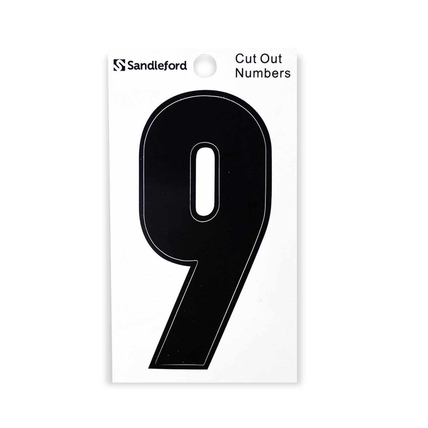 Sandleford Black Cut Out Self Adhesive House Number 9 - 85mm
