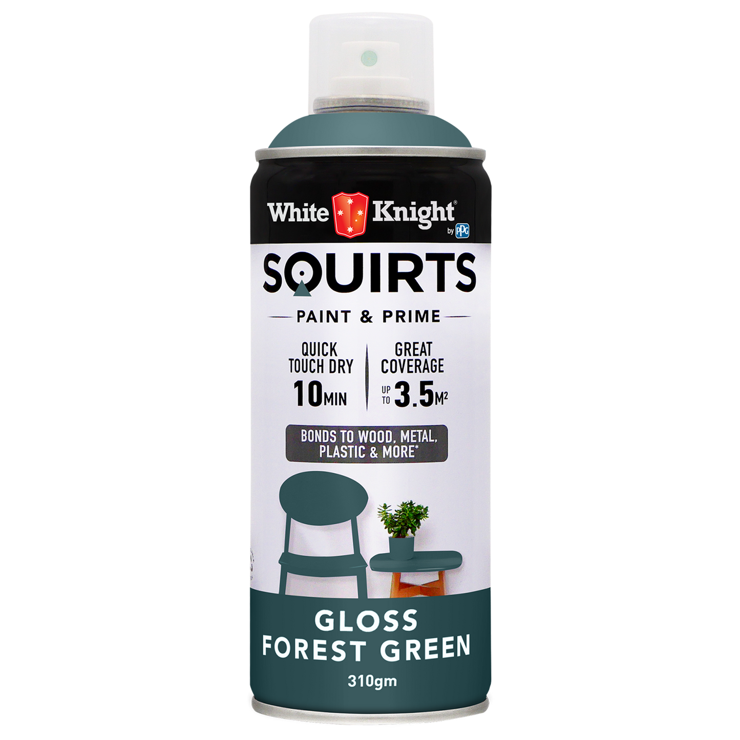 White Knight Squirts Forest Green Gloss Spray Paint - 310g