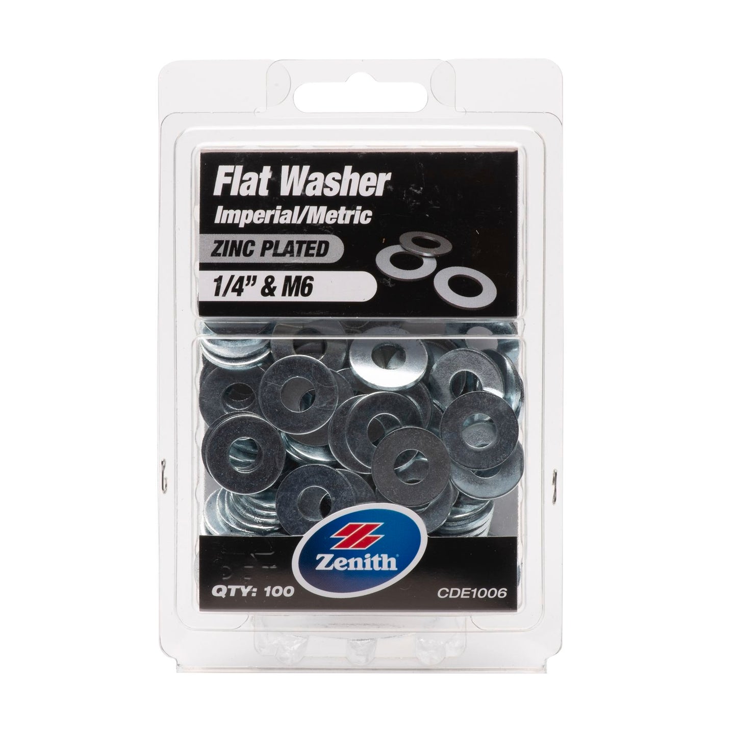 Zenith Flat Washer - 1/4" - 100 Pack