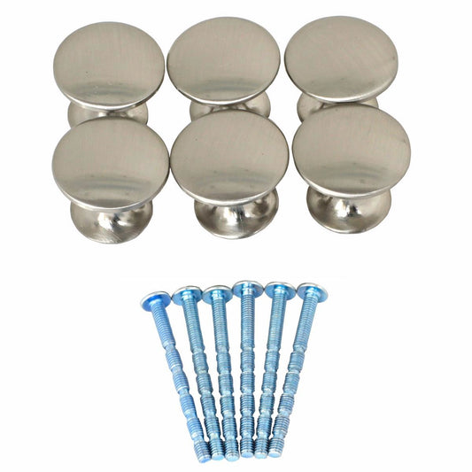 Ikonic Brushed Nickel Cupboard Knob Set - 6 Piece - Metal - Easy Install