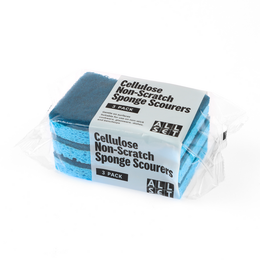 All Set Non Scratch Cellulose Sponge Scourers 3 Pack