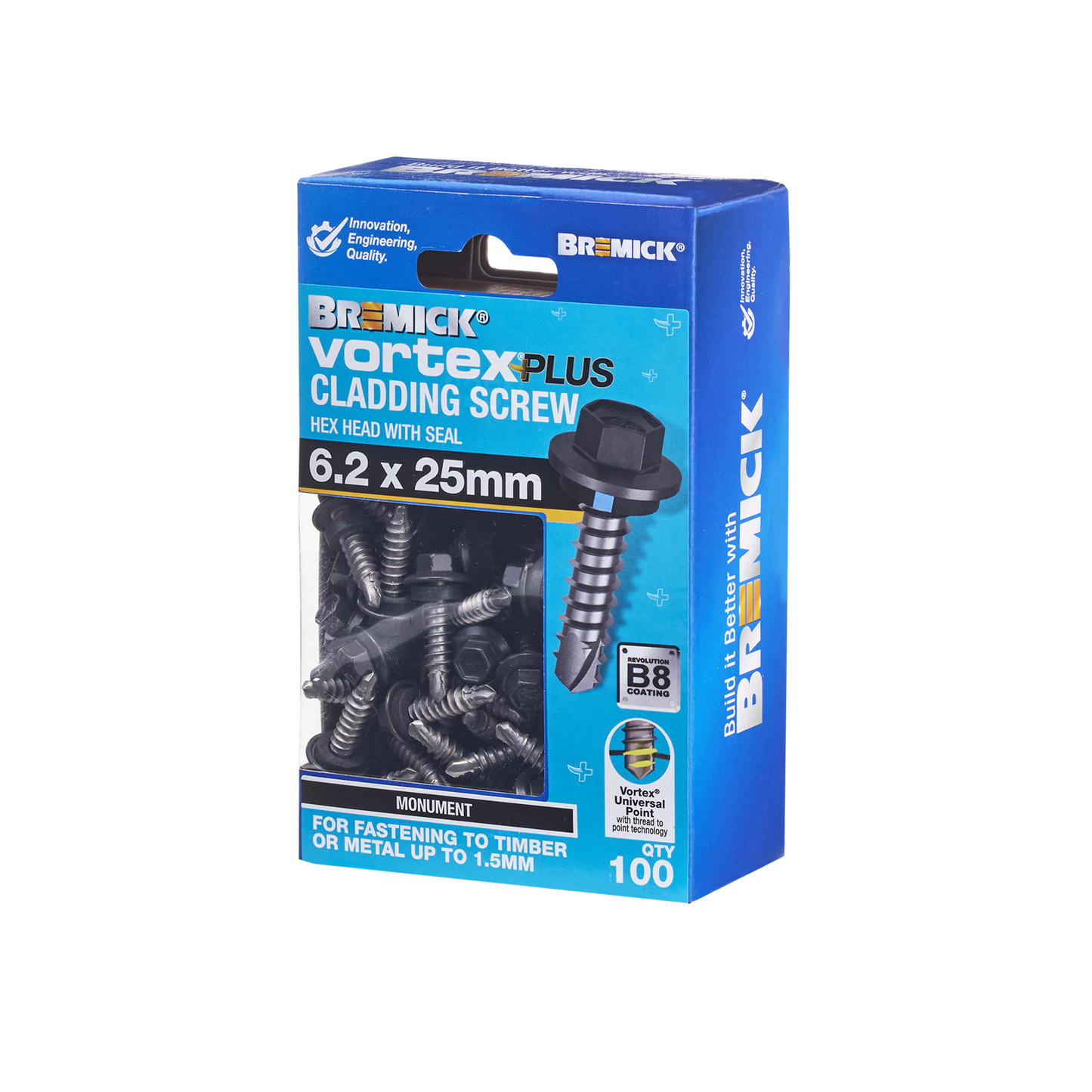 Bremick Vortex Plus Cladding Screw - 6.2 x 25mm - Hex B8 - 100 Pack