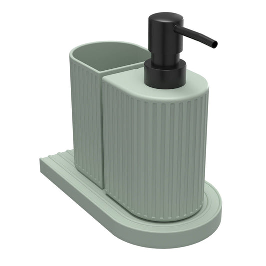 Astin Sinclair Celadon Ribbed 3 Piece Bathroom Set - 74 x 168mm