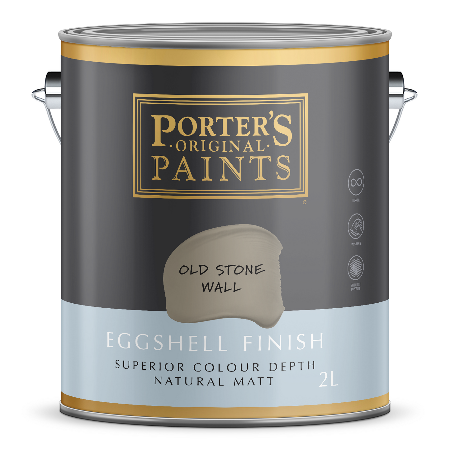 Porter's Washable Paint - 2L - Old Stone Wall - Eggshell