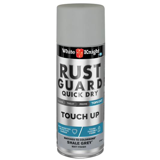 White Knight Rust Guard Quick Dry Touch Up Spray Paint - Shale Grey Matt Finish 300g