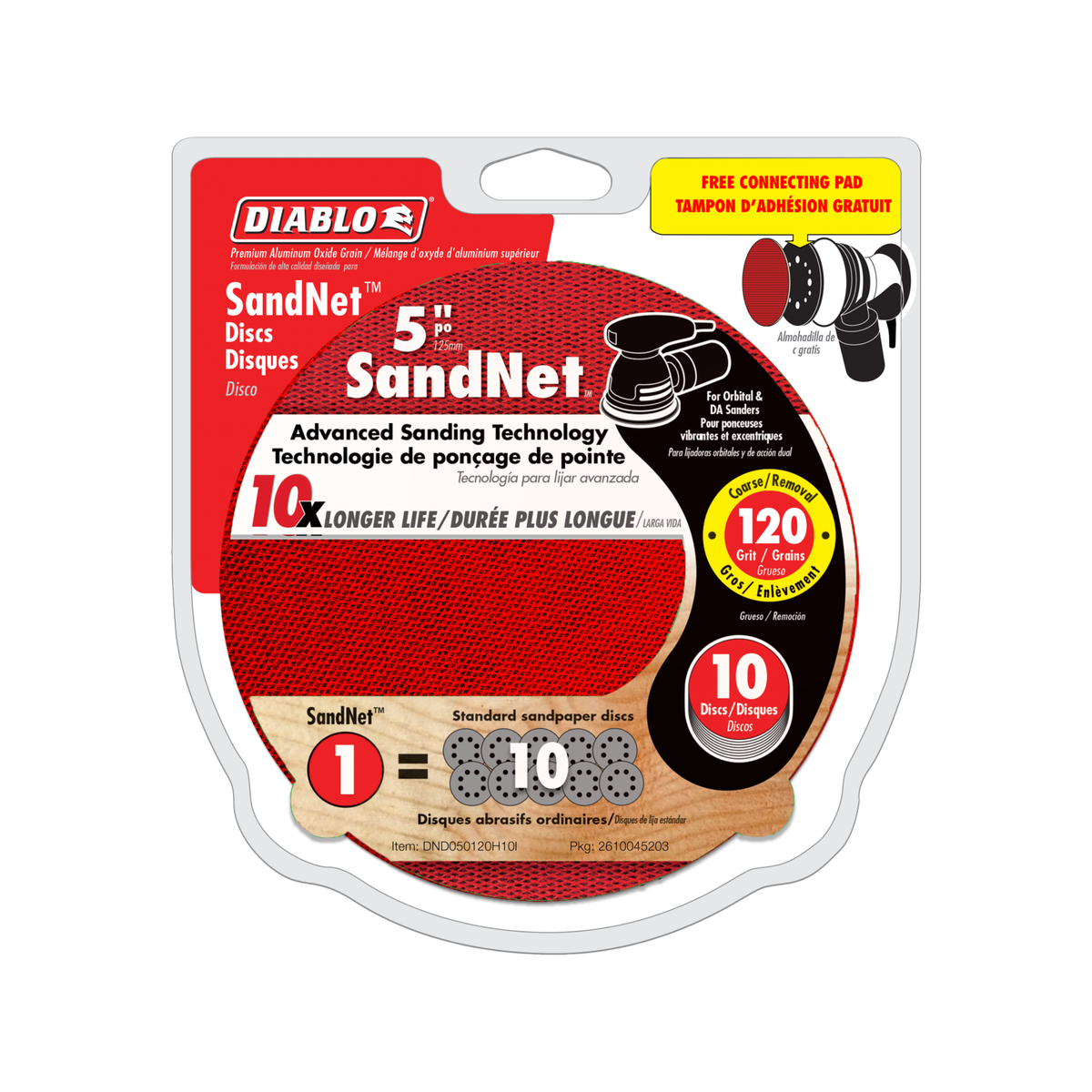 Diablo Orbital Sandnet Discs - 125mm - 10 Pack - Aluminium Oxide - 120 Grit