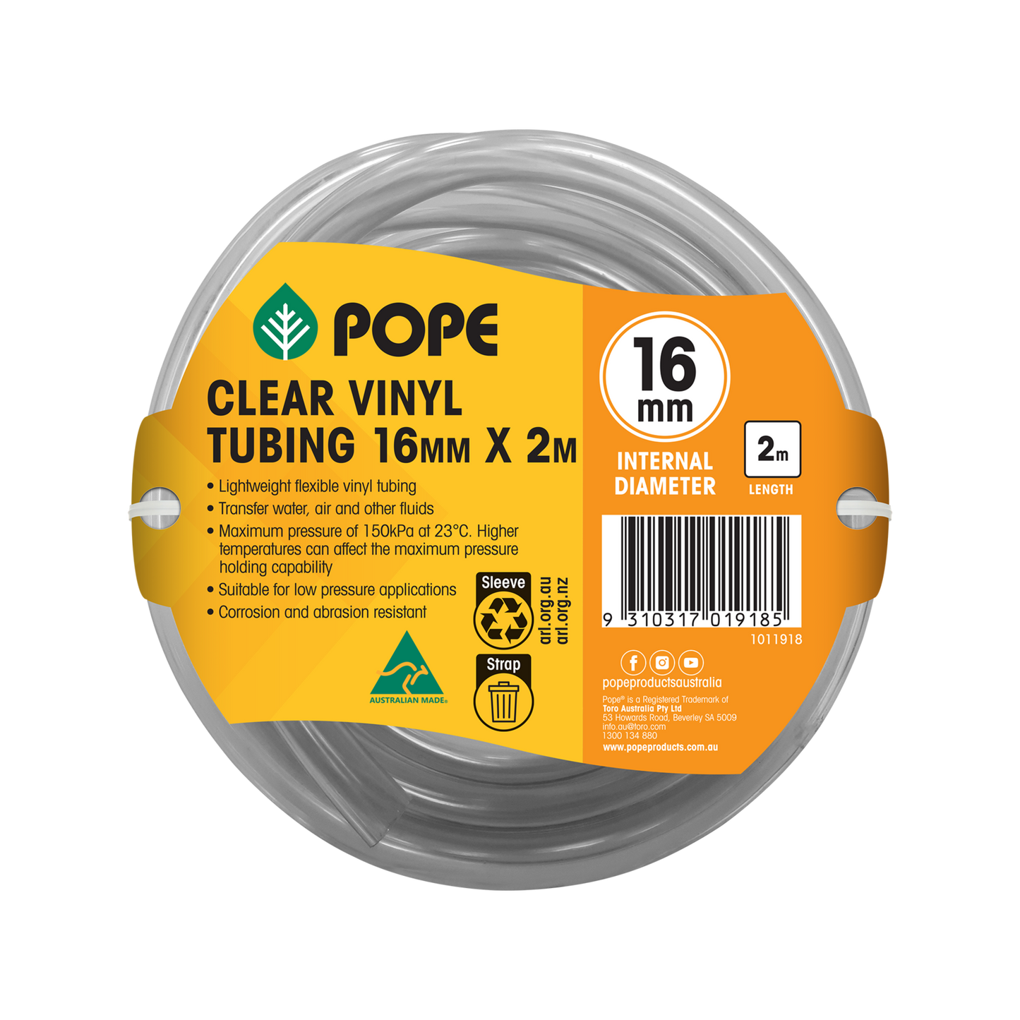 Pope Clear Vinyl Tubing - 16mm x 2m