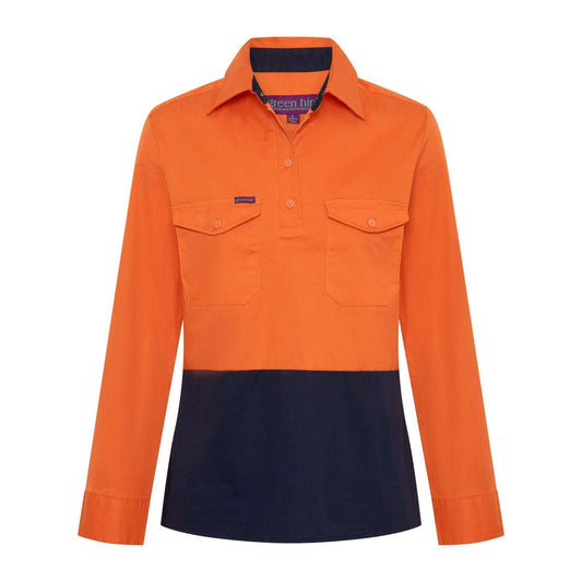 Green Hip Long Sleeve Hi-Vis Shirt - Size 20 - Orange/Blue