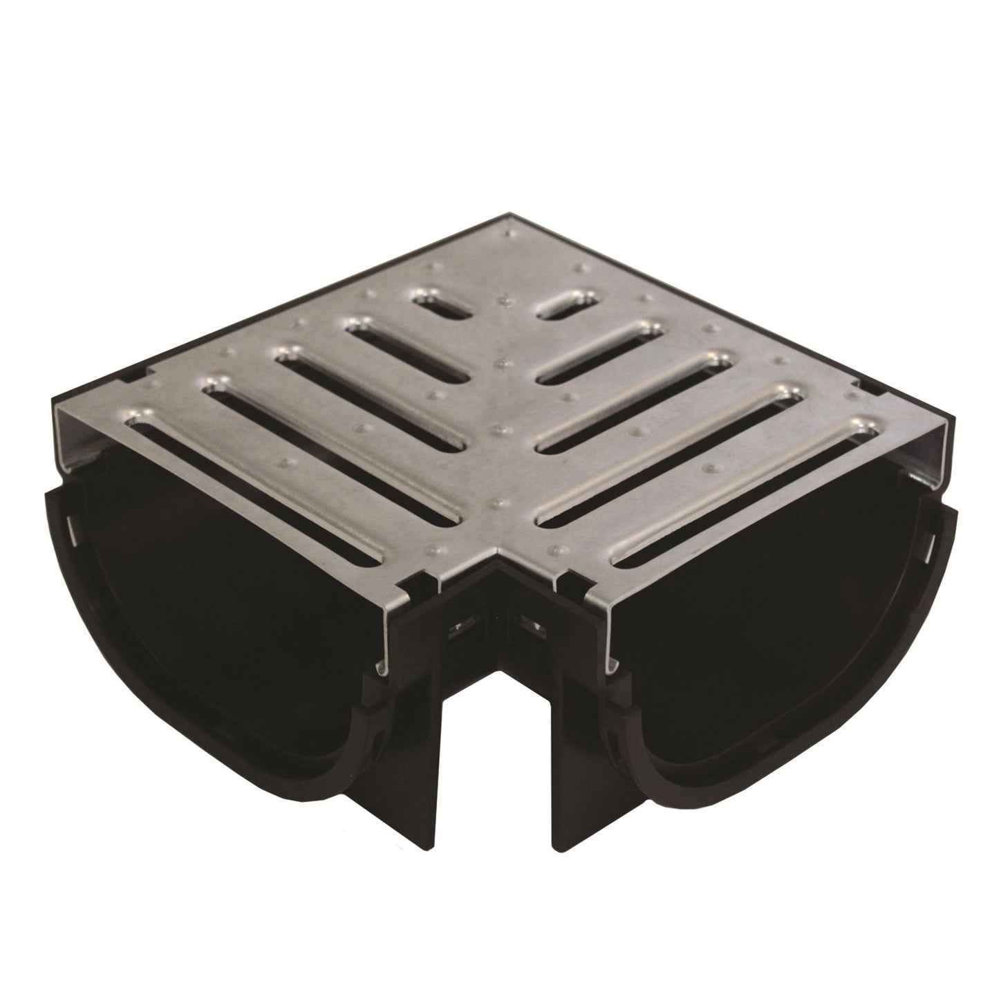 Everhard Easydrain Compact Galvanised Steel Grate and Corner - 175mm - Black