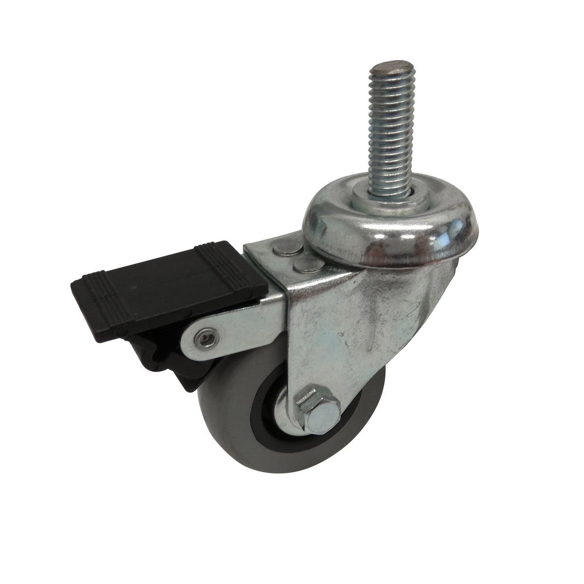 Easyroll 50mm Grey Rubber Swivel Castor 30kg Load Plus Brake