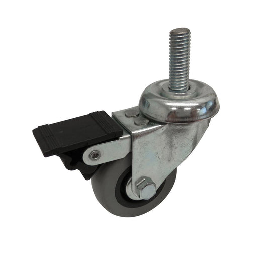 Easyroll 50mm Grey Rubber Swivel Castor 30kg Load Plus Brake