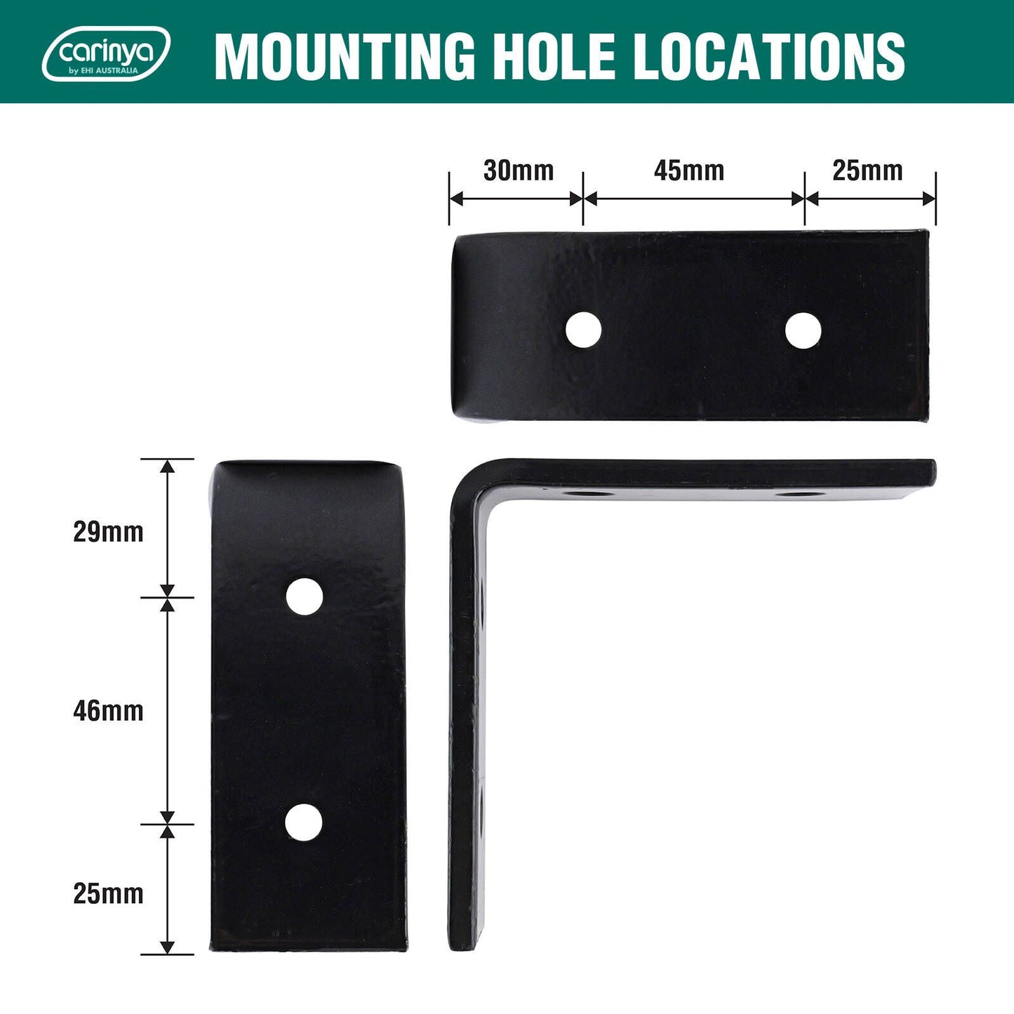 Carinya Heavy Duty Angle Bracket - 100 x 100 x 40mm - Black - 300kg