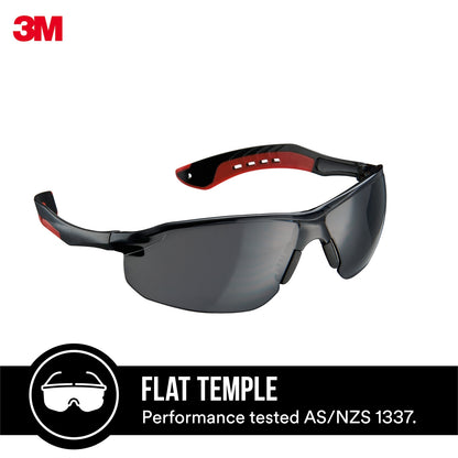 3M Black Grey Flat Temple Safety Glasses