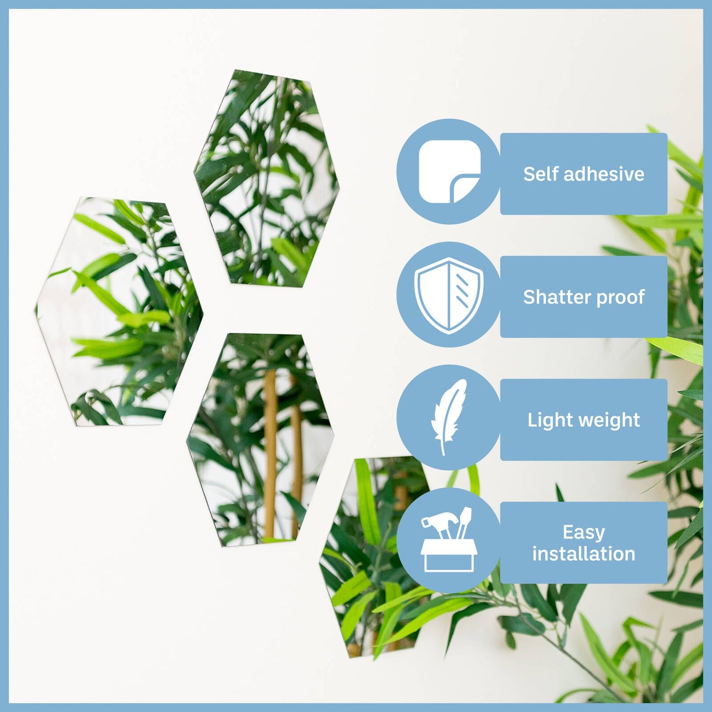Stylit Hexagon Acrylic Mirror - 200 x 173mm - 3 Pack
