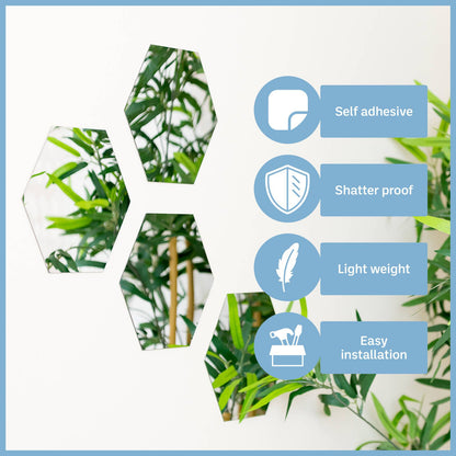 Stylit Hexagon Acrylic Mirror - 200 x 173mm - 3 Pack