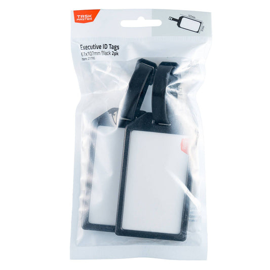 Taskmaster Executive ID Tags - 61 x 107mm - Black - 2 Pack