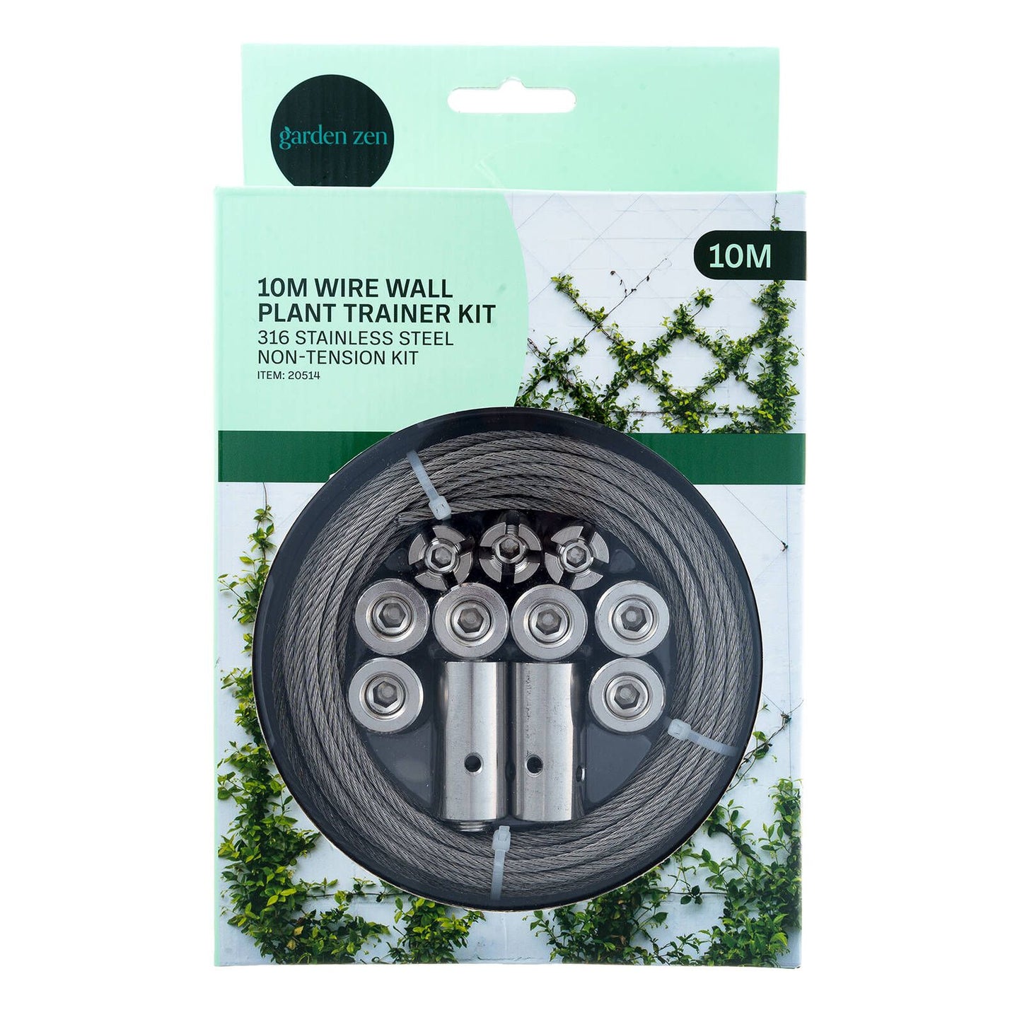 Garden Zen 10m Wire Wall Plant Trainer Kit 316 Stainless Steel Non-Tension