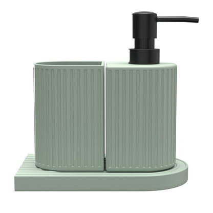 Astin Sinclair Celadon Ribbed 3 Piece Bathroom Set - 74 x 168mm
