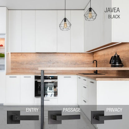 Lemaar Black Javea Lever Passage Set 65mm Zinc Durable Finish